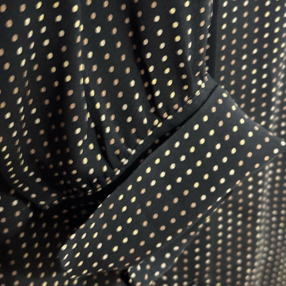 ALFANI Button Up Black Gold Dots Silk Long Sleeve Shirt Size 8 M Work Date Night - Picture 5 of 5